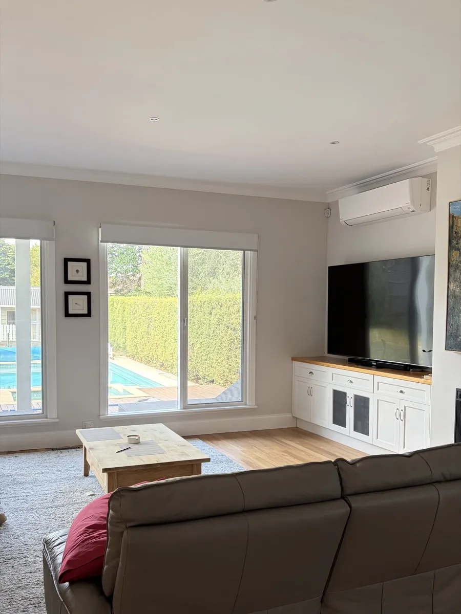 Split system air conditioner installed in a modern Melbourne living room